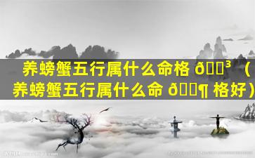 养螃蟹五行属什么命格 🐳 （养螃蟹五行属什么命 🐶 格好）